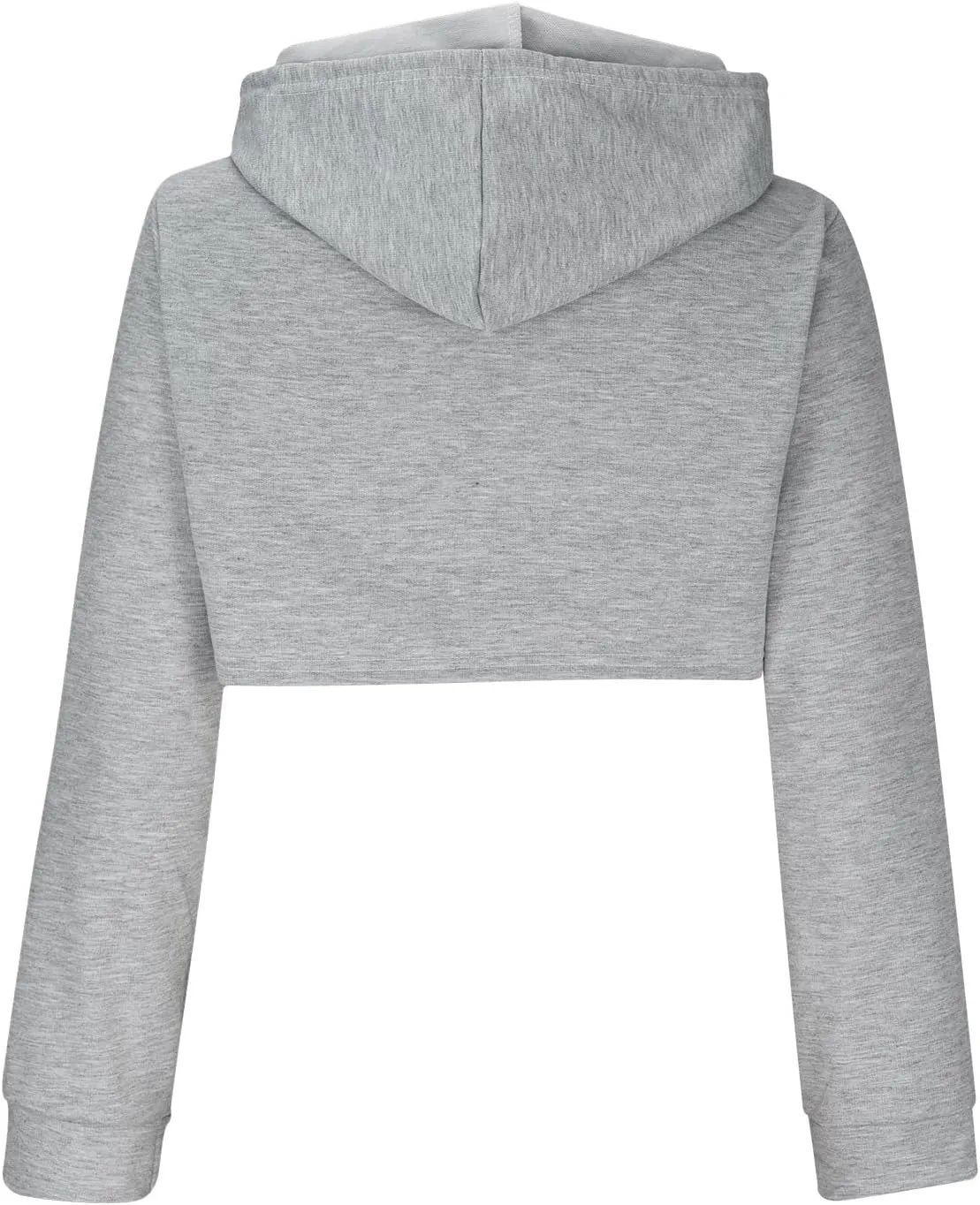 Women Long Sleeve Cropped Hoodies Cut Out Front Super Crop Top Drawstring Workout Aesthetic Hip Hop Sexy Sweatshirts